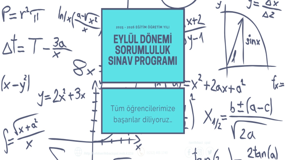 2025 - 2026 Eğitim Öğretim Yılı Eylül Dönemi Sorumluluk Sınav Takvimi